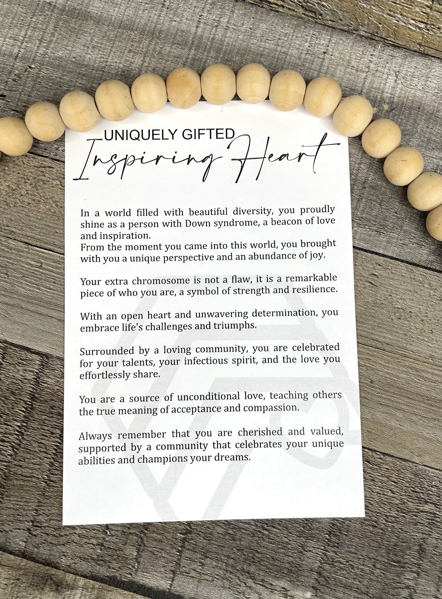 Down Syndrome Awareness Story Ornament: Uniquely Gifted