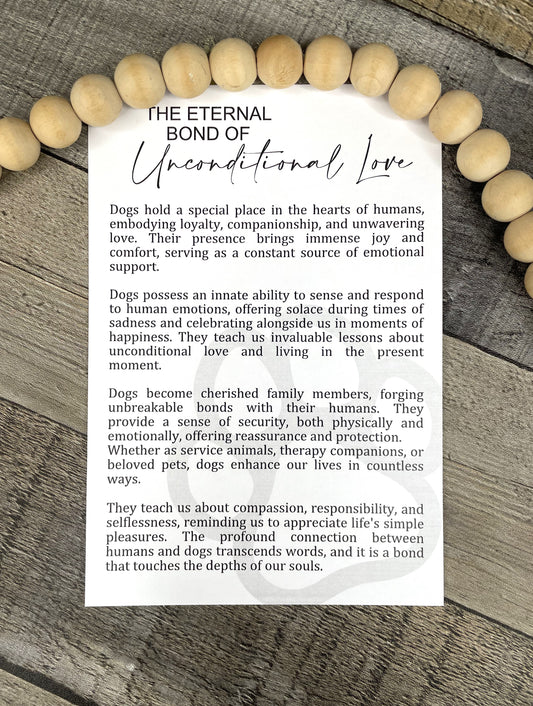 Dog Story Ornament: Unconditional Love