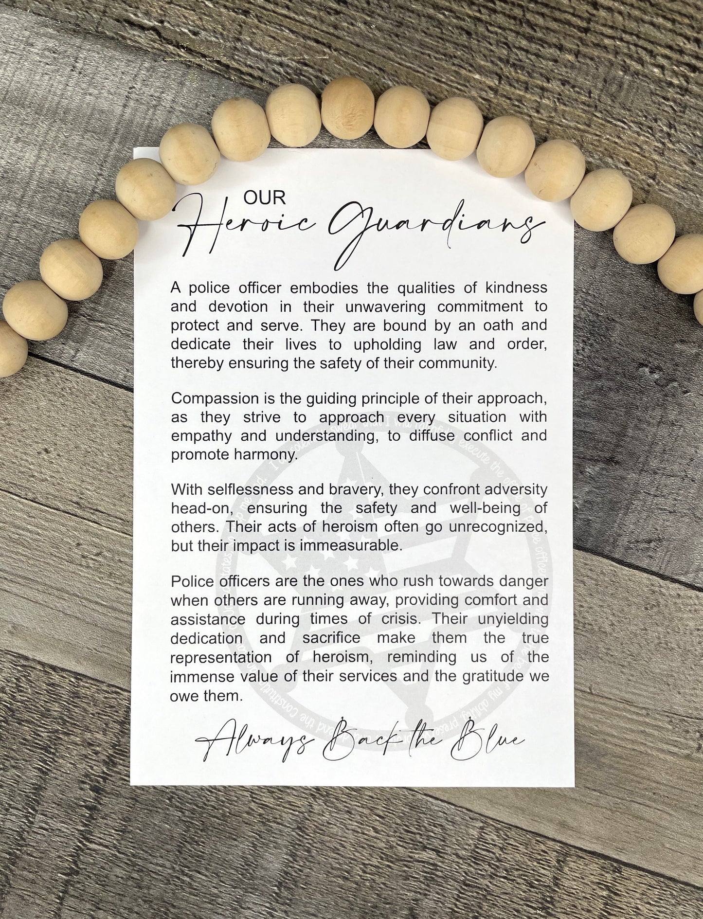 Police Star Story Ornament: Our Heroic Guardian