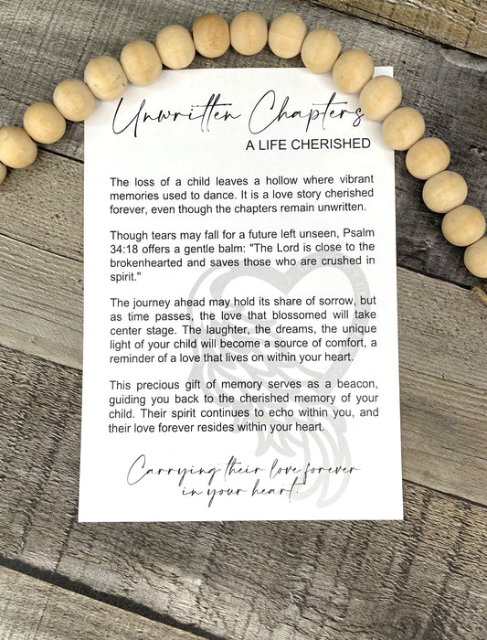 Child Loss Story Ornament: Unwritten Chapters