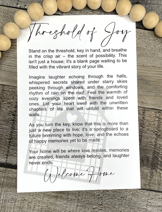 New Home Story Ornament: Threshold of Joy