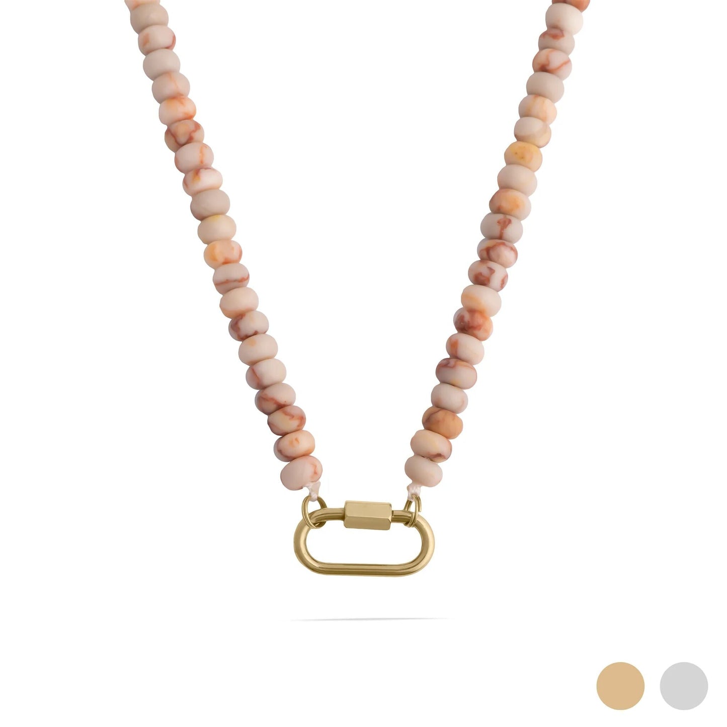 Stone Charm Carabiner Necklace