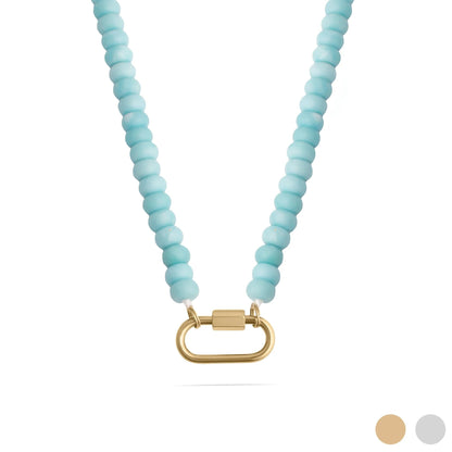 Stone Charm Carabiner Necklace