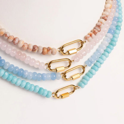 Stone Charm Carabiner Necklace