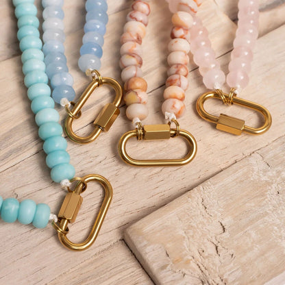 Stone Charm Carabiner Necklace