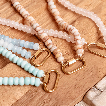 Stone Charm Carabiner Necklace