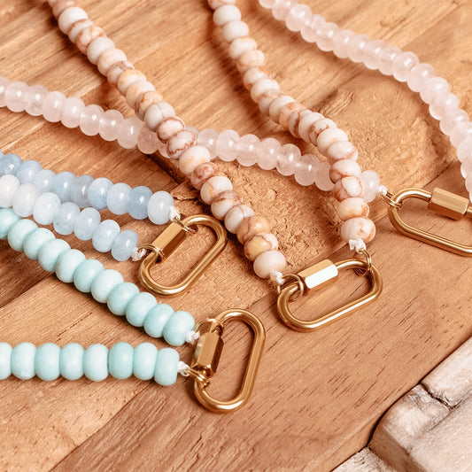 Stone Charm Carabiner Necklace