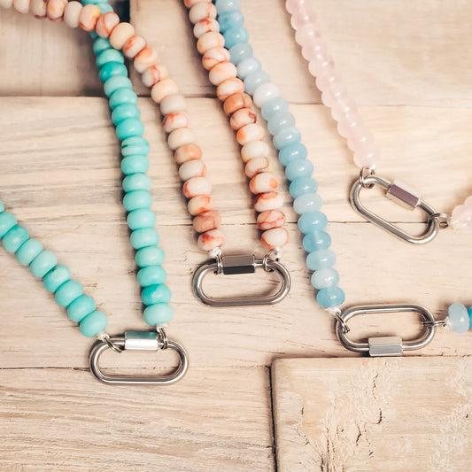 Stone Charm Carabiner Necklace