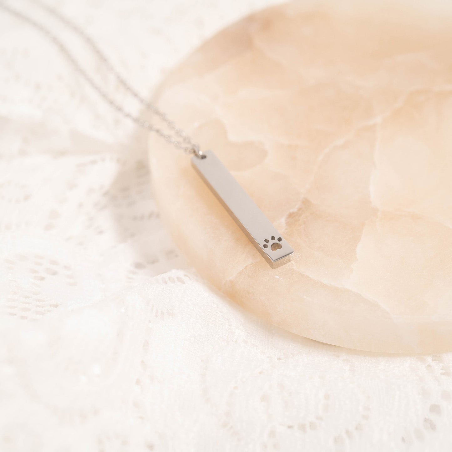 Custom Engraved Paw Print Necklace