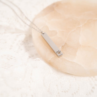 Custom Engraved Paw Print Necklace