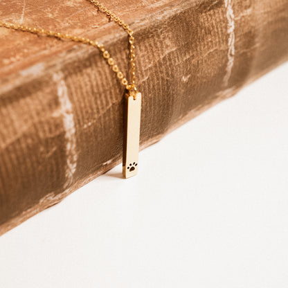 Custom Engraved Paw Print Necklace