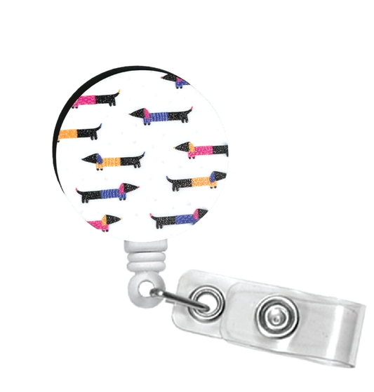 Weiner Dogs in Sweaters Badge Reel